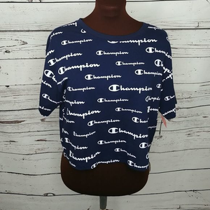 Champion Blue Logo‎ Crop Top